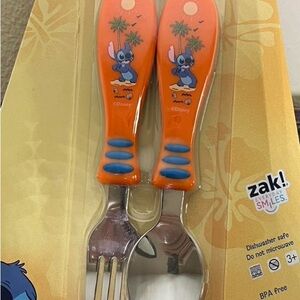 Disney Orange Stitch Flatware Duo (fork & spoon)